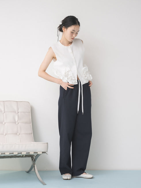 【 予約:1月中旬 】PEPLUM KNIT VEST /M264-98185