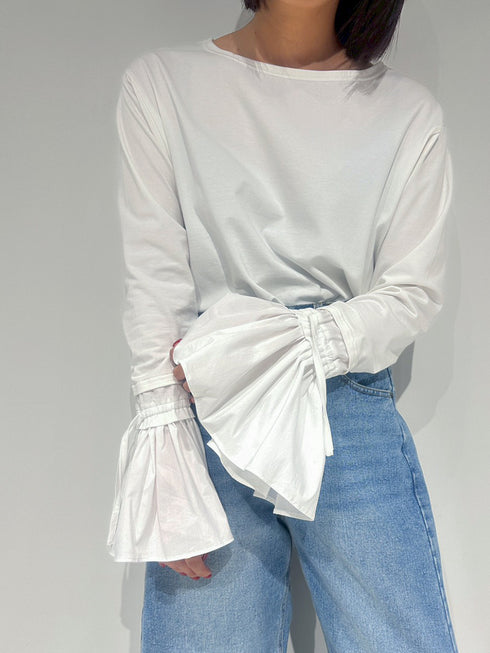 【 予約:12月中~下旬 】シャツスリーブ無地TOPS /M254-83035