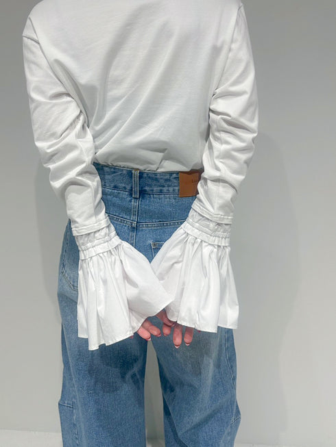 【 予約:12月中~下旬 】シャツスリーブ無地TOPS /M254-83035