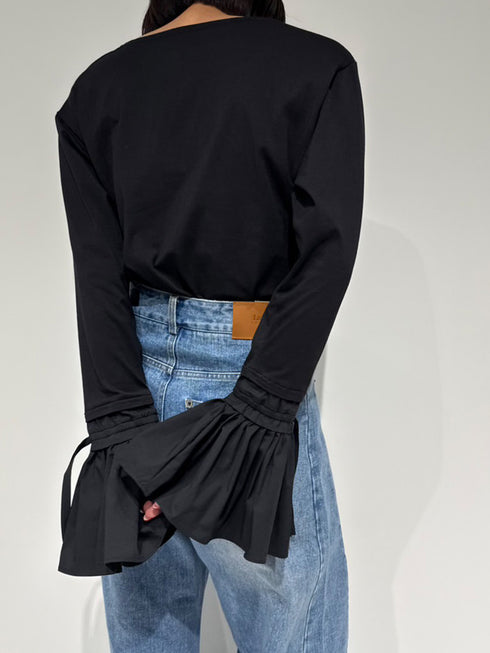 【 予約:12月中~下旬 】シャツスリーブ無地TOPS /M254-83035