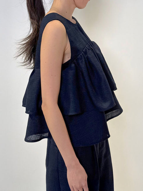 【 予約:4月下旬 】リネンツイードフリルBL /M262-18063