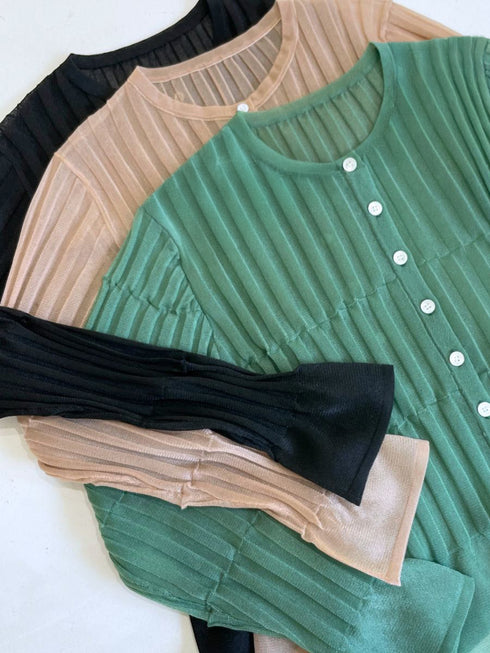 【 予約:4月下旬 】シアーランダムリブカーデ /M262-98086