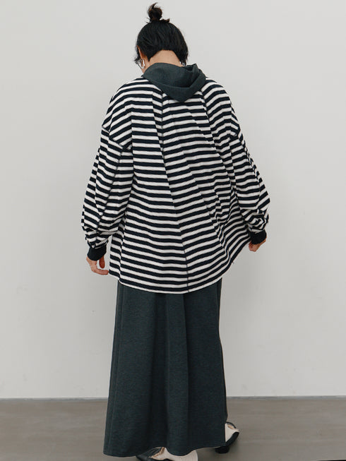 【 予約:10月中旬 】STRIPE FORM LONG T /Y264-81111