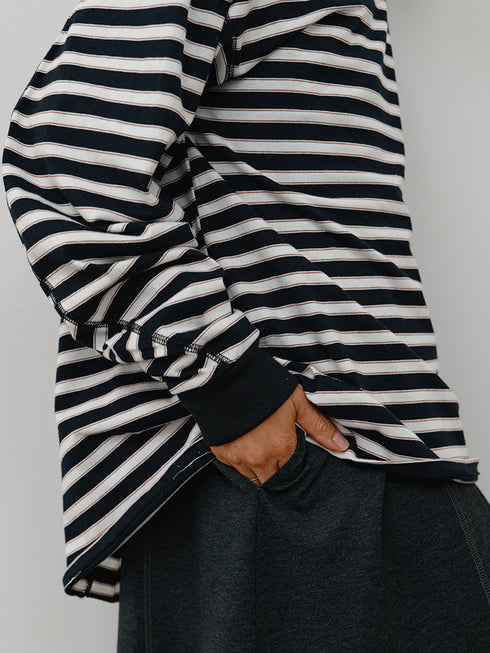 【 予約:10月中旬 】STRIPE FORM LONG T /Y264-81111