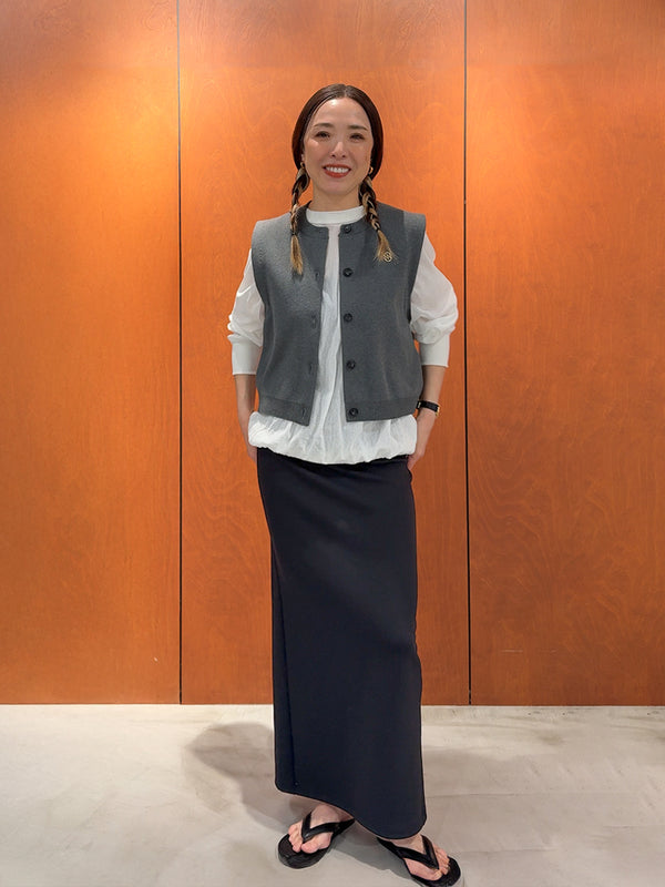 【 予約:5月中旬 】【 限定 】DOUBLE FACE KNIT VEST / Y242-91036-6【 CHARCOAL 】