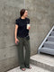 【 予約:8月下旬 】SIDE SLIT SLACKS /Y263-31107【 KHAKI 】