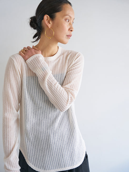 【 予約:6月中旬 】STRIPE SHEER RIB TEE /Y263-82086