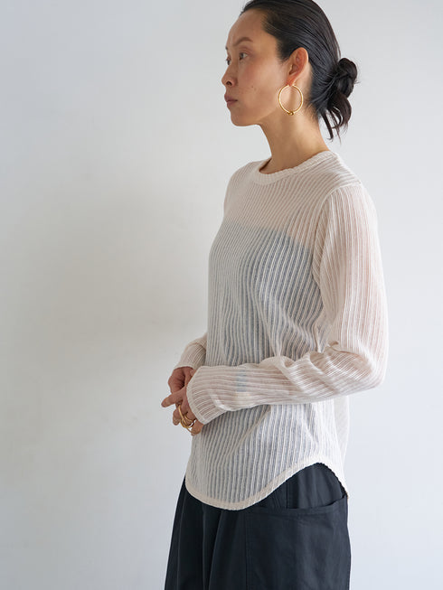 【 予約:6月中旬 】STRIPE SHEER RIB TEE /Y263-82086