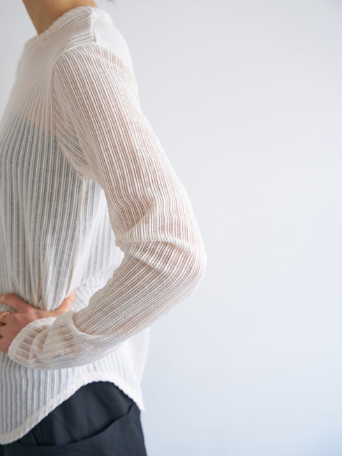 【 予約:6月中旬 】STRIPE SHEER RIB TEE /Y263-82086