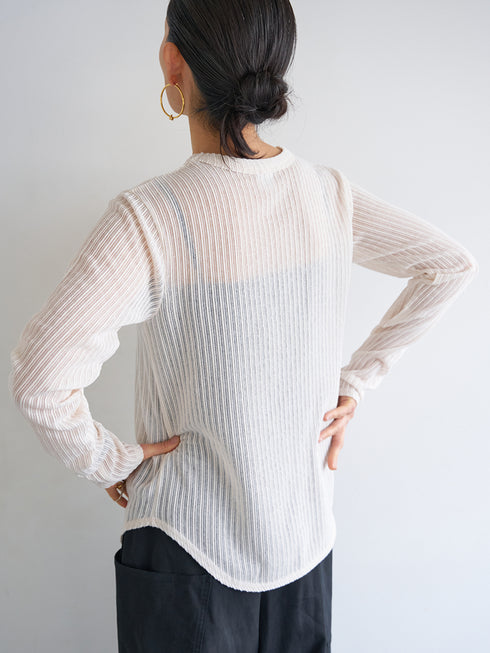 【 予約:6月中旬 】STRIPE SHEER RIB TEE /Y263-82086