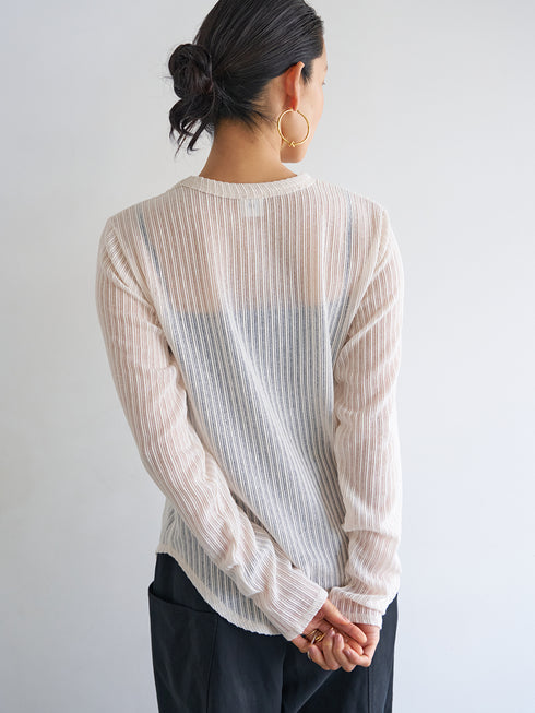 【 予約:6月中旬 】STRIPE SHEER RIB TEE /Y263-82086