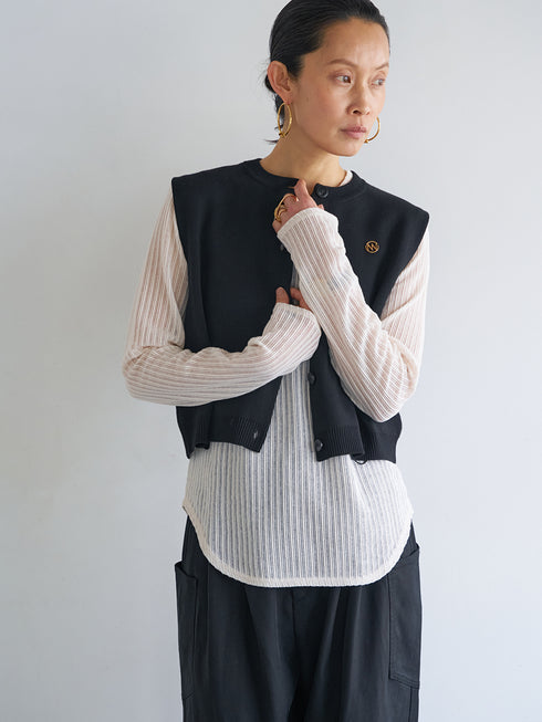 【 予約:6月中旬 】STRIPE SHEER RIB TEE /Y263-82086