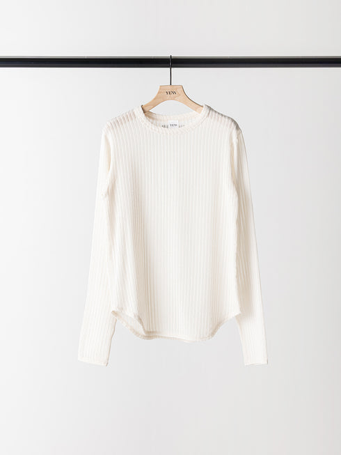 【 予約:6月中旬 】STRIPE SHEER RIB TEE /Y263-82086