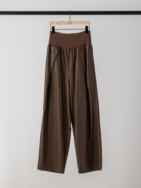 【 予約:11月中旬 】RIB FAUX LEATHER PT /Y264-31117