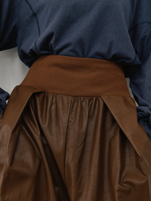 【 予約:11月中旬 】RIB FAUX LEATHER PT /Y264-31117