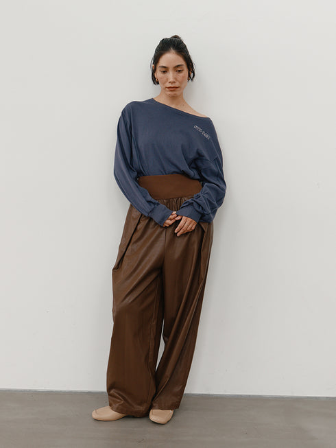 【 予約:11月中旬 】RIB FAUX LEATHER PT /Y264-31117