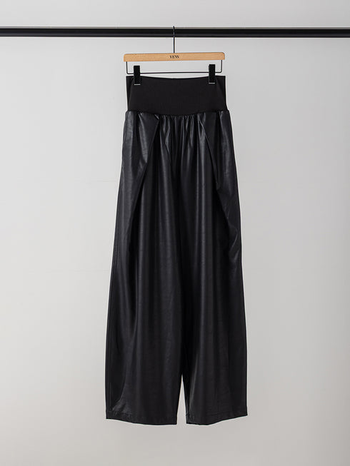 【 予約:11月中旬 】RIB FAUX LEATHER PT /Y264-31117