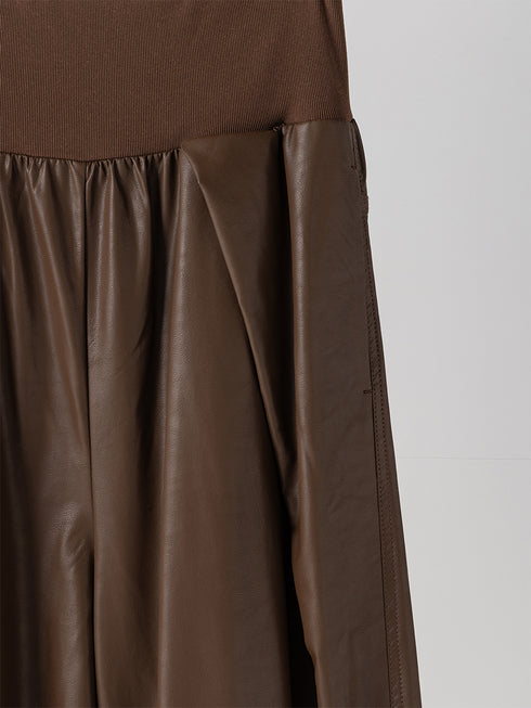 【 予約:11月中旬 】RIB FAUX LEATHER PT /Y264-31117