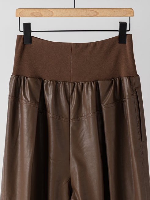 【 予約:11月中旬 】RIB FAUX LEATHER PT /Y264-31117
