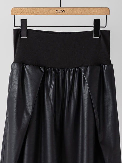 【 予約:11月中旬 】RIB FAUX LEATHER PT /Y264-31117