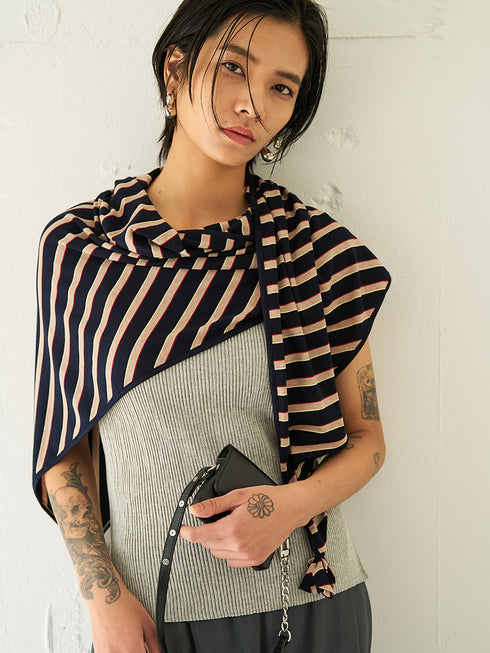 【 予約:5月下旬 】STRIPED JERSEY SCARF /Y262-01048