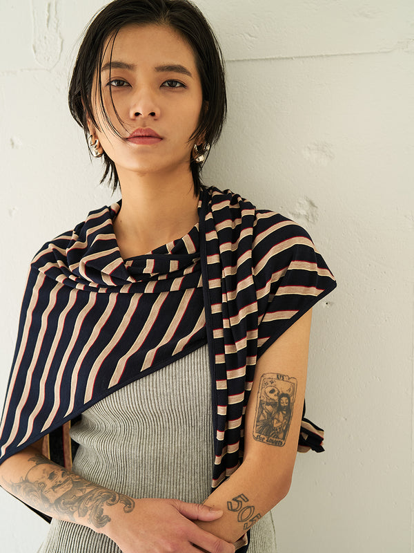 【 予約:5月下旬 】STRIPED JERSEY SCARF /Y262-01048