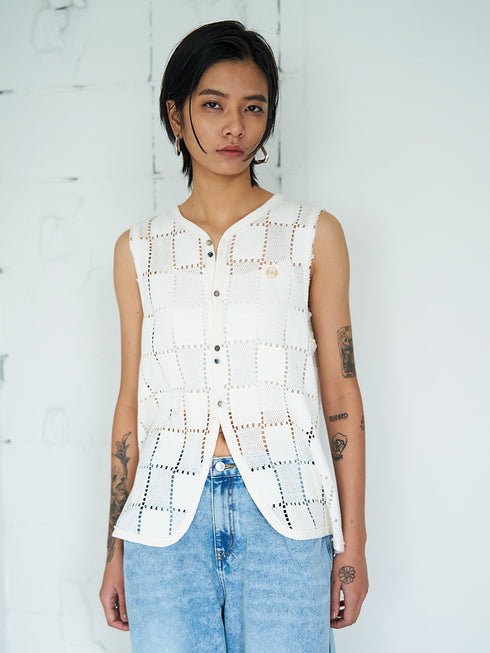 【 予約:5月下旬 】SLEEVELESS LACE TOP /Y262-12045