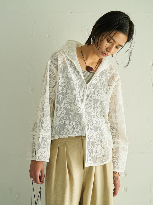 【 予約:5月下旬 】PORTABLE LACE HOODIE /Y262-12047