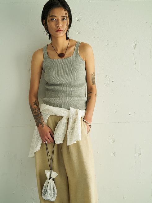 【 予約:5月下旬 】LINEN RIB TANKTOP /Y262-91060