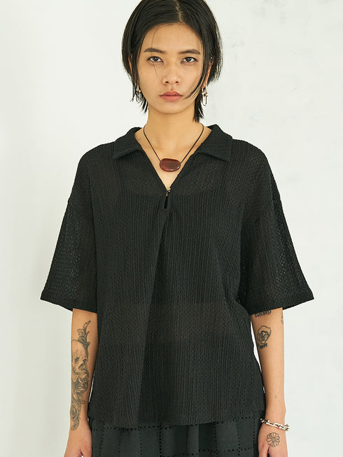 【 予約:5月下旬 】KEY NECK BLOUSE /Y262-12055
