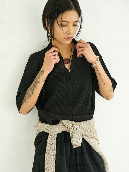 【 予約:5月下旬 】KEY NECK BLOUSE /Y262-12055