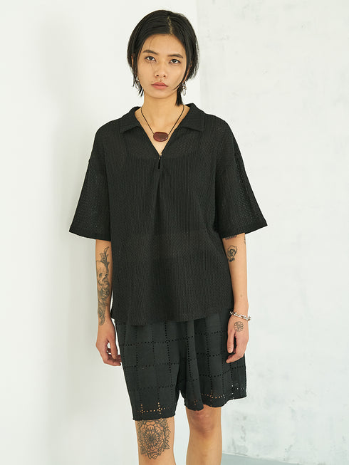 【 予約:5月下旬 】KEY NECK BLOUSE /Y262-12055