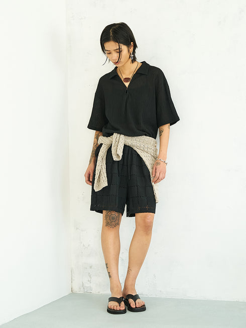 【 予約:5月下旬 】KEY NECK BLOUSE /Y262-12055