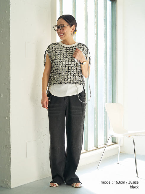 【 予約:5月下旬 】CROCHET MESH TOPS /Y262-91059
