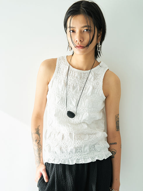 【 予約:5月下旬 】SHRUNK LACE TANKTOP /Y262-81053