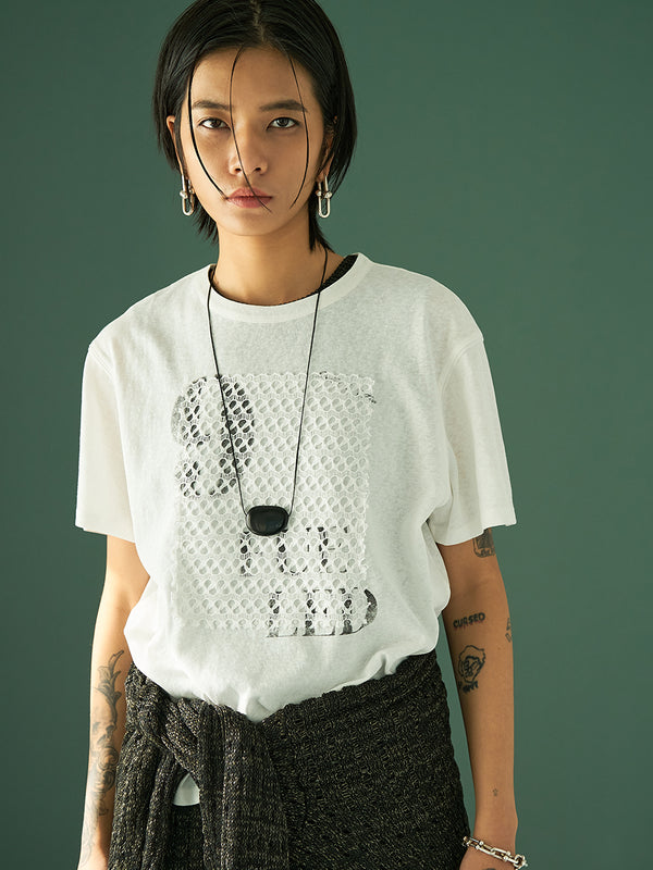【 予約:5月下旬 】LACE FRAME LOGO TEE /Y262-81057