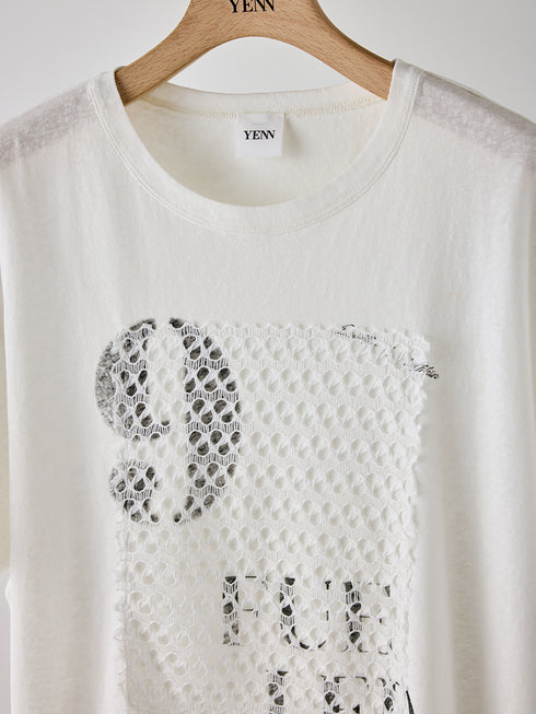 【 予約:5月下旬 】LACE FRAME LOGO TEE /Y262-81057