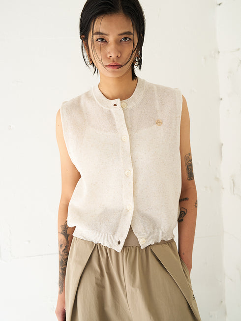 【 予約:5月下旬 】LINEN SHEER VEST /Y262-91061