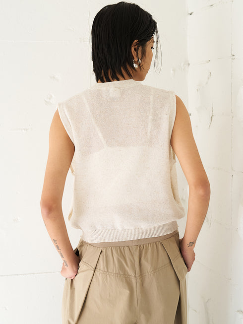 【 予約:5月下旬 】LINEN SHEER VEST /Y262-91061