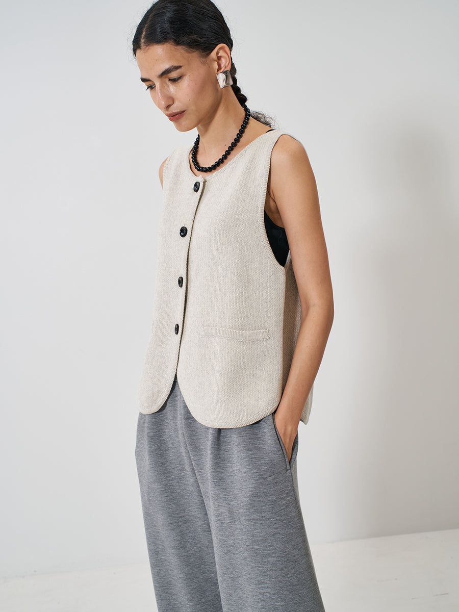 pois ポワ　knit vest　ニットベスト白 ホワイト ニットベスト pois ポワ knit vest